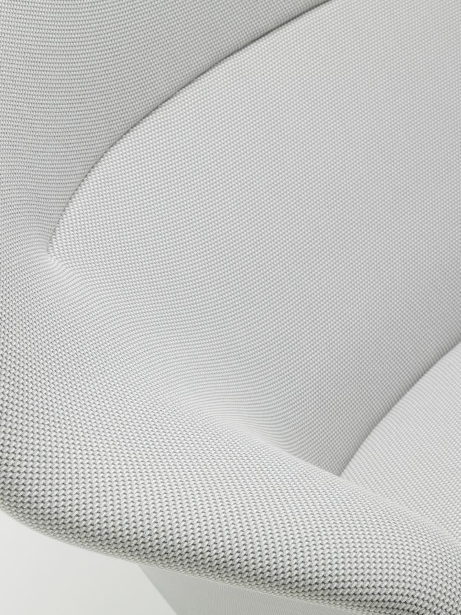 Detailaufnahme des hellgrauen Abalon Sofas von Vitra mit feiner Textilstruktur für Wohnzimmer und Lounge.