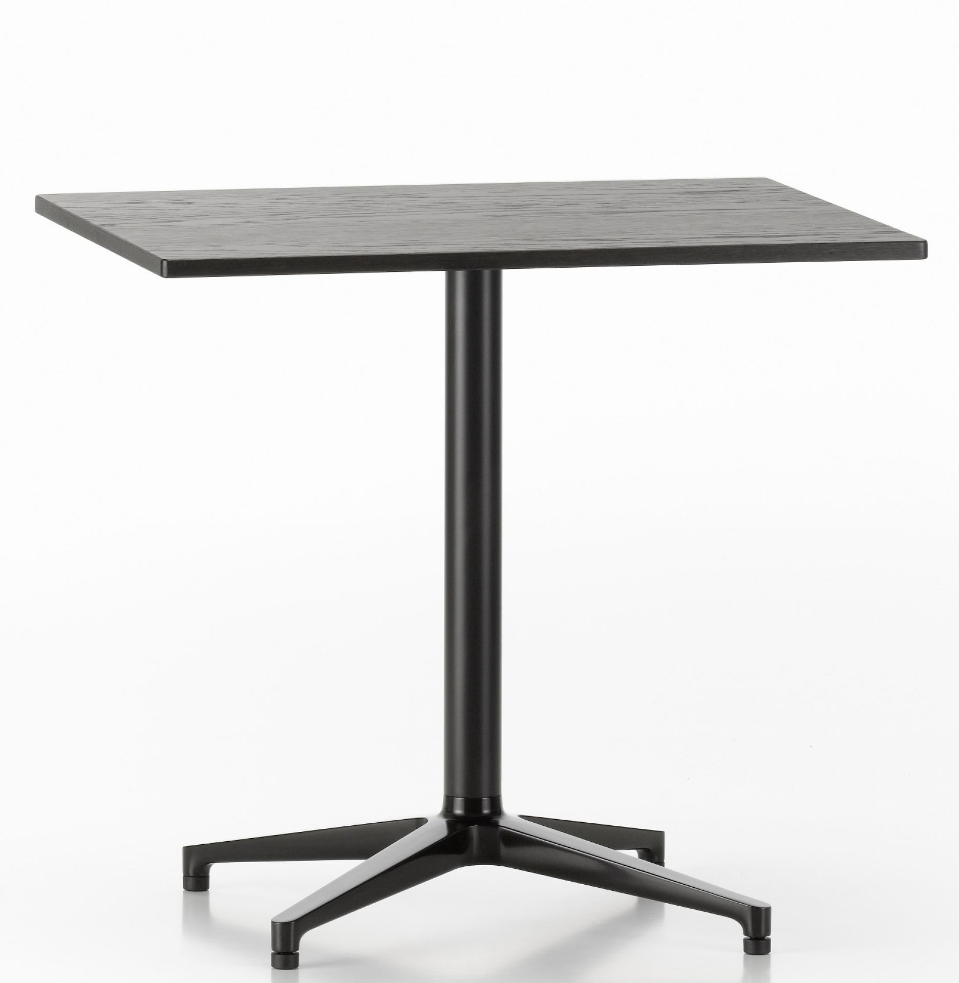 Schwarzer Vitra Bistro Table mit rechteckiger Tischplatte für den Outdoor-Bereich. Gartentisch mit Mittelfuß.