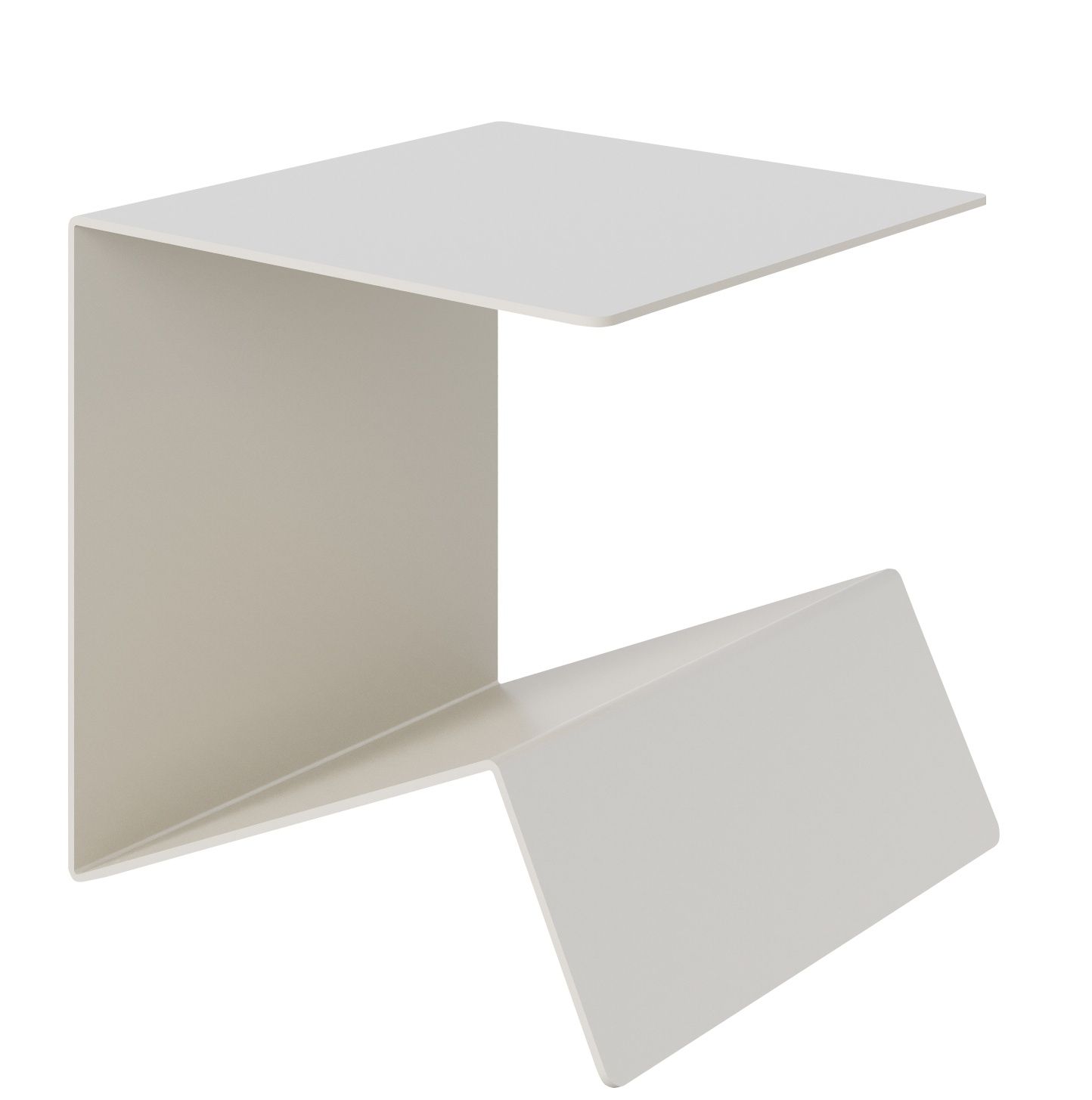 Beige Buk  Beistelltisch von Müller Möbelwerkstätten, minimalistisches Design mit Ablagefläche und Magazinhalter, ideal als Nachttisch oder Sofatisch.