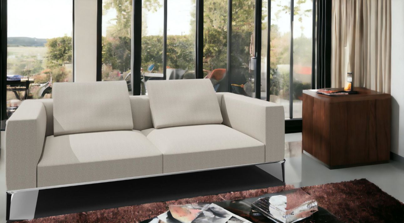 Jaan Living Sofa, 3-Sitzer mit Stoffbezug Puro Silver von Walter Knoll. Modernes Wohnzimmer Design.