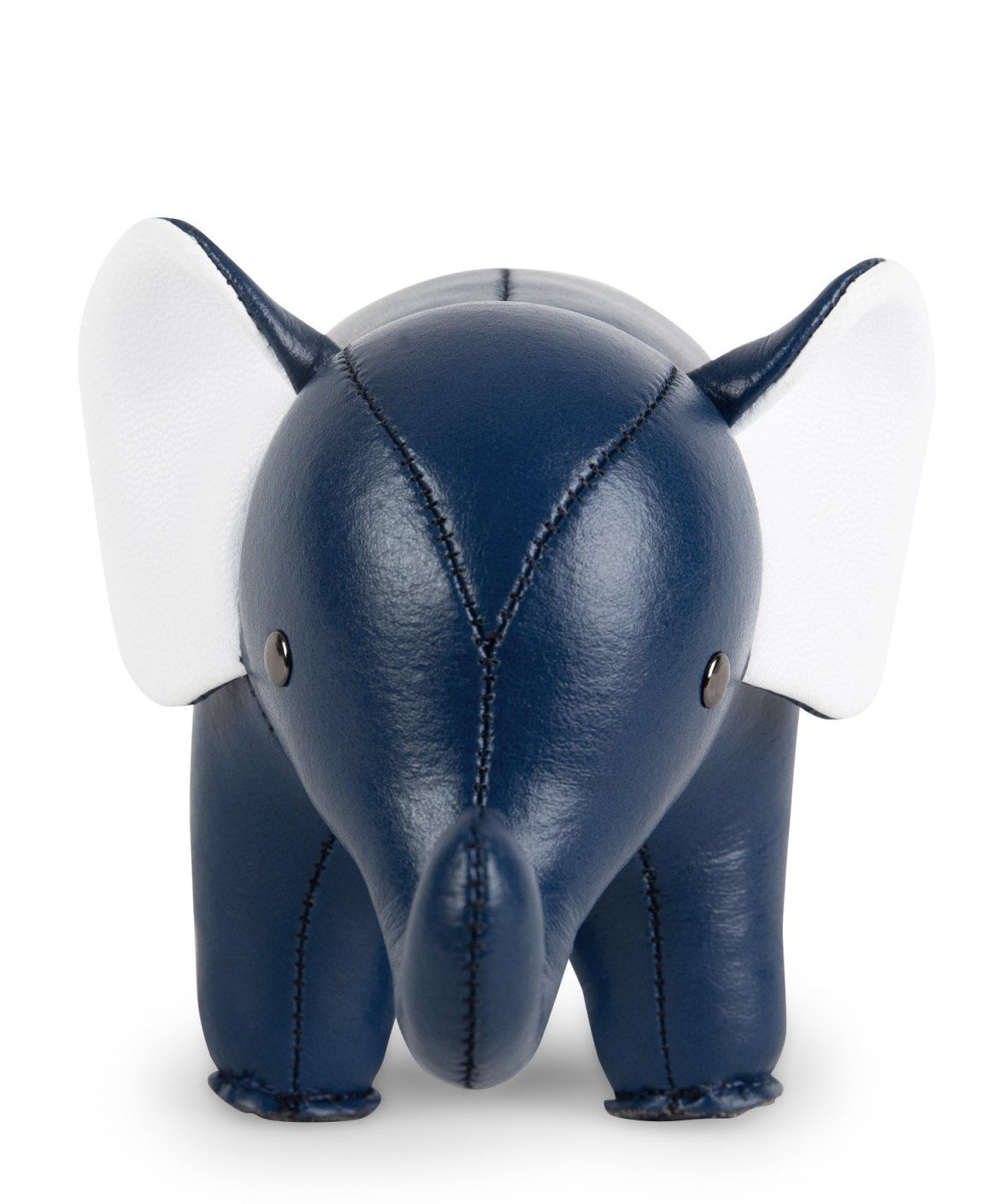 Buchstütze Classic Elefant Mitternachtsblau/Weiß Zuny, dekorative Tierfigur als Buchhalter und stilvolles Wohnaccessoire.