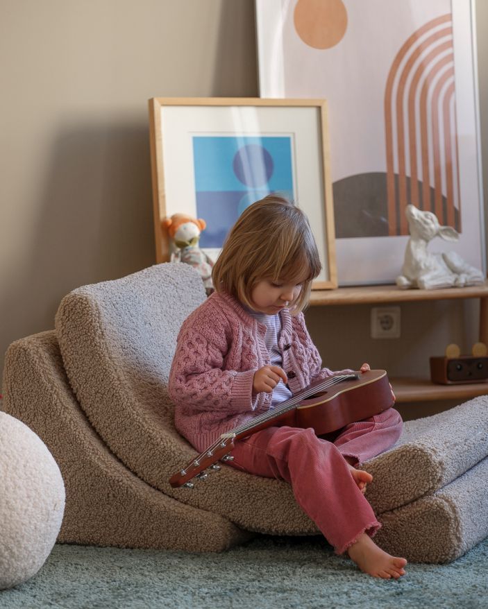 Mond kinderfauteuil Teddy-stof Wigiwama