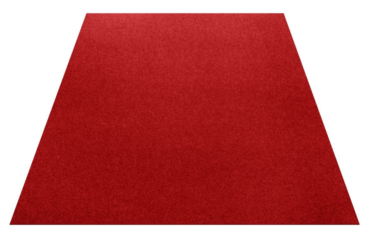Roter, rechteckiger Teppich von HEY-SIGN by BWF Group, hochwertige Wollfilz-Qualität für Wohnzimmer und Schlafzimmer.