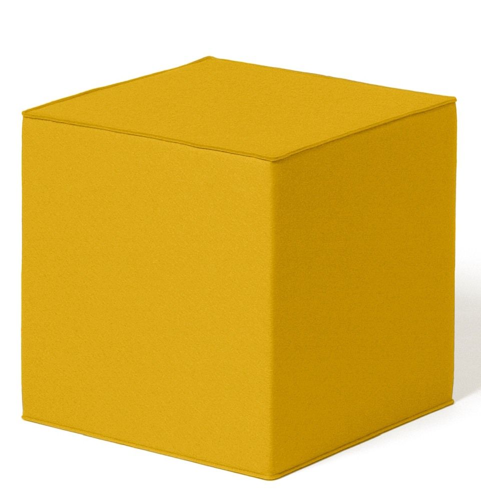 Gelber Quart Sitzwürfel von HEY-SIGN by BWF Group, moderner Hocker aus Filz.