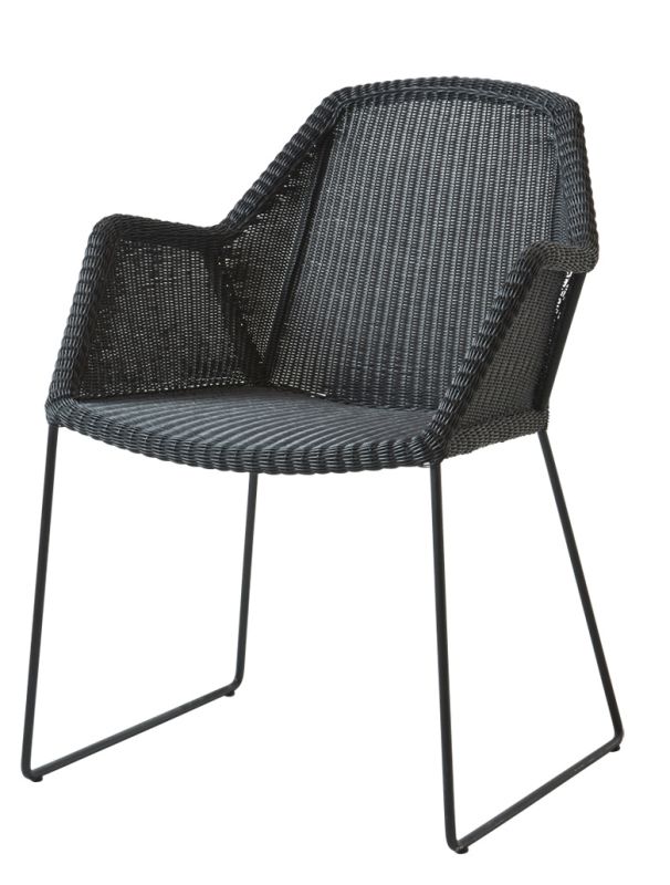 Breeze Outdoor-stoel met sledevoeten, set van 2, Cane-Line, zwart 