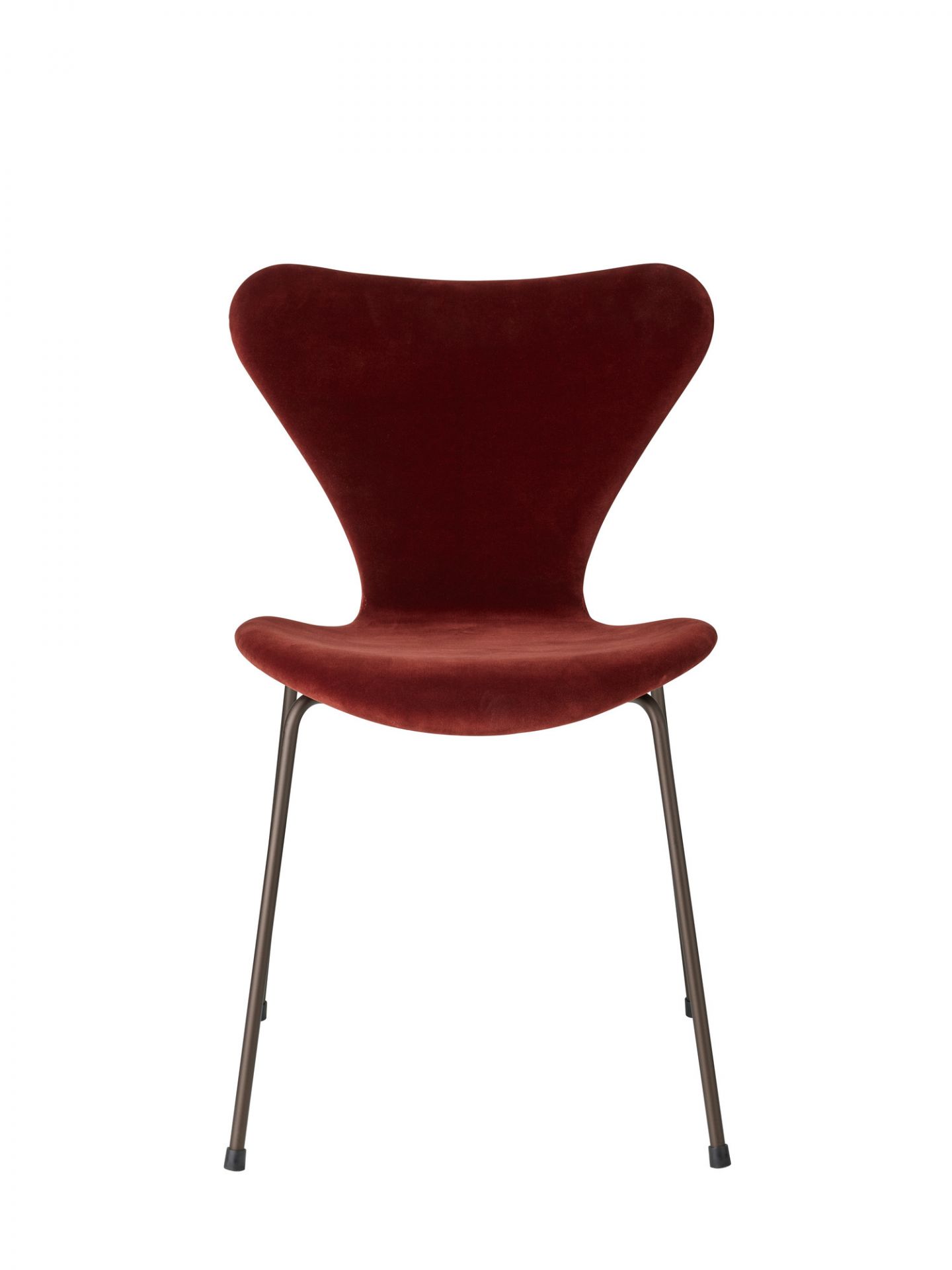 Series 7 Stuhl von Fritz Hansen, Modell 3107, in dunklem Pflaumen-Samt, Vollpolster.