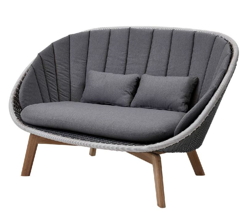 Peacock Outdoor tweezitsbank van kunststof met kussens, Grau, Cane-Line