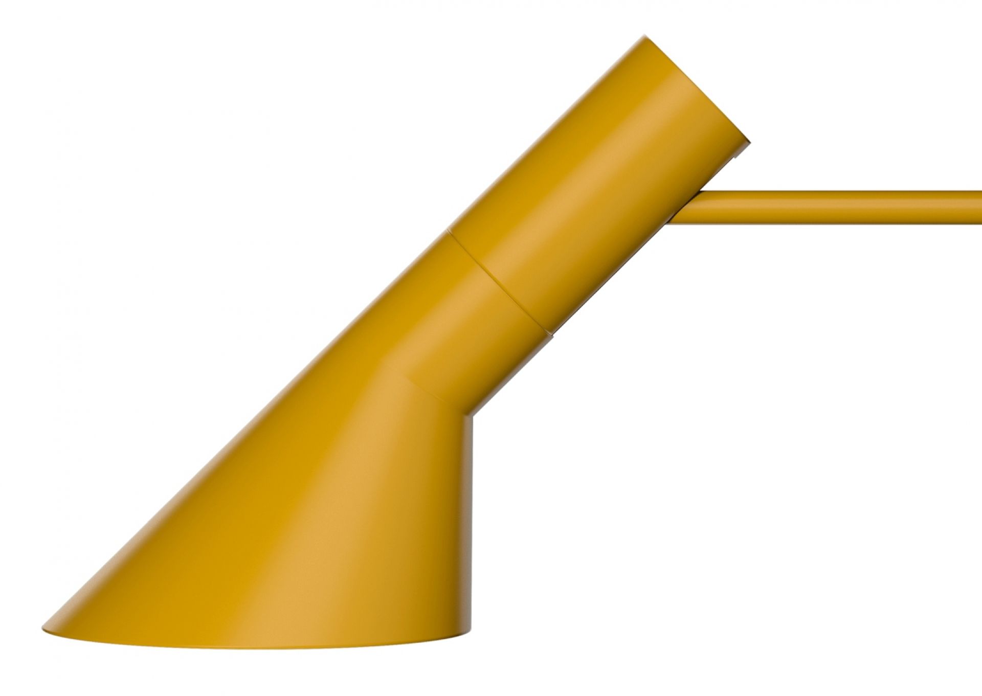 Nahaufnahme der gelben AJ Wandleuchte von Louis Poulsen, modernes Design für Innenbeleuchtung.