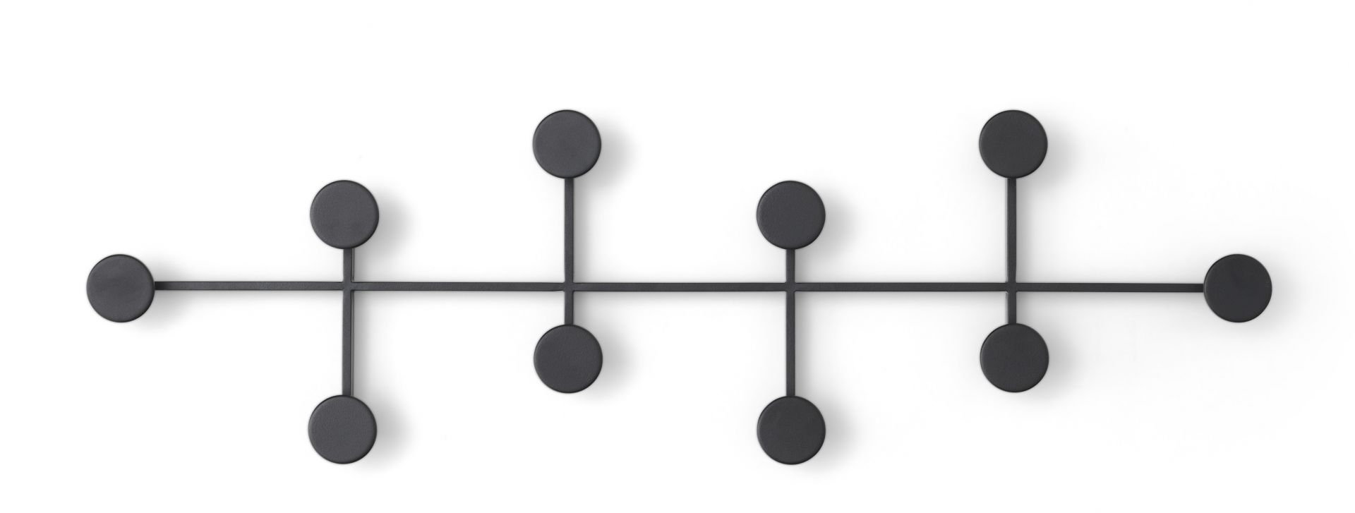 Afteroom Coat Hanger, große schwarze Garderobe mit sieben Haken, modernes Design.