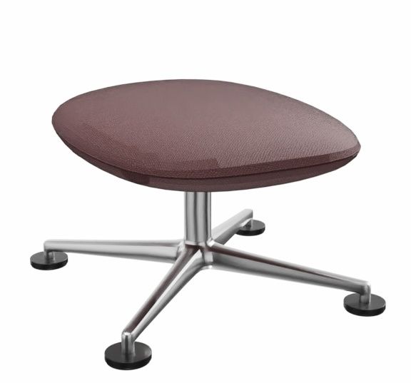 KN03 Ottoman von Knoll International mit braunem Bezug und silbernem Fußkreuz.