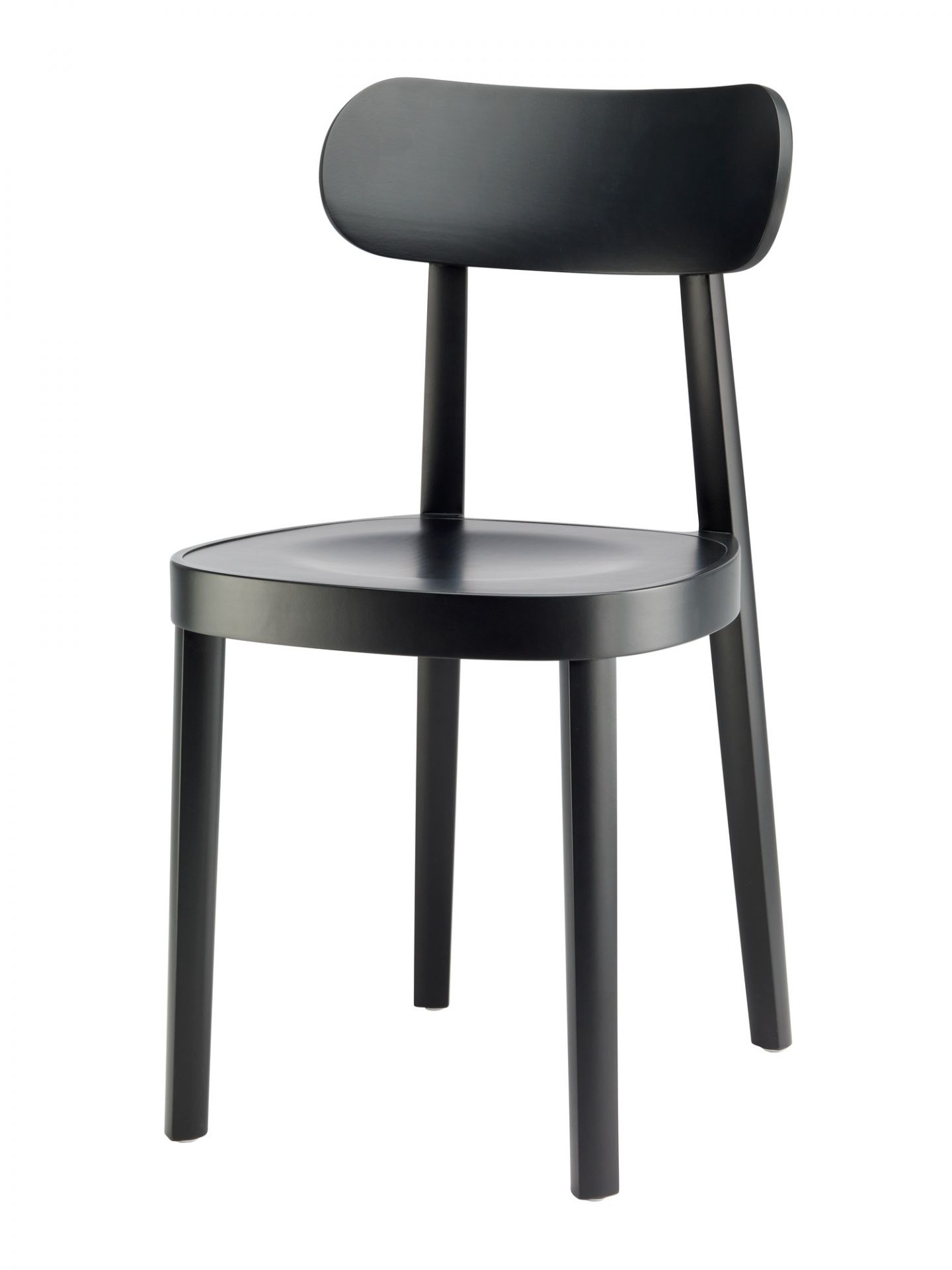 Schwarzer Holzstuhl 118 M von Thonet. Designstuhl aus Nussbaumholz für Esszimmer und Wohnbereich.