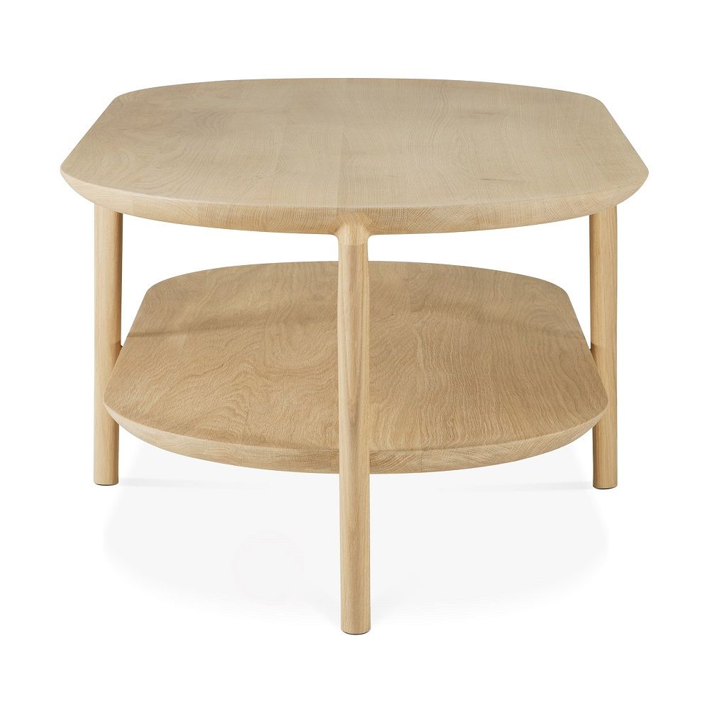 Bok Couchtisch von Ethnicraft aus Eiche mit Ablage, modernes Design für Wohnzimmer.