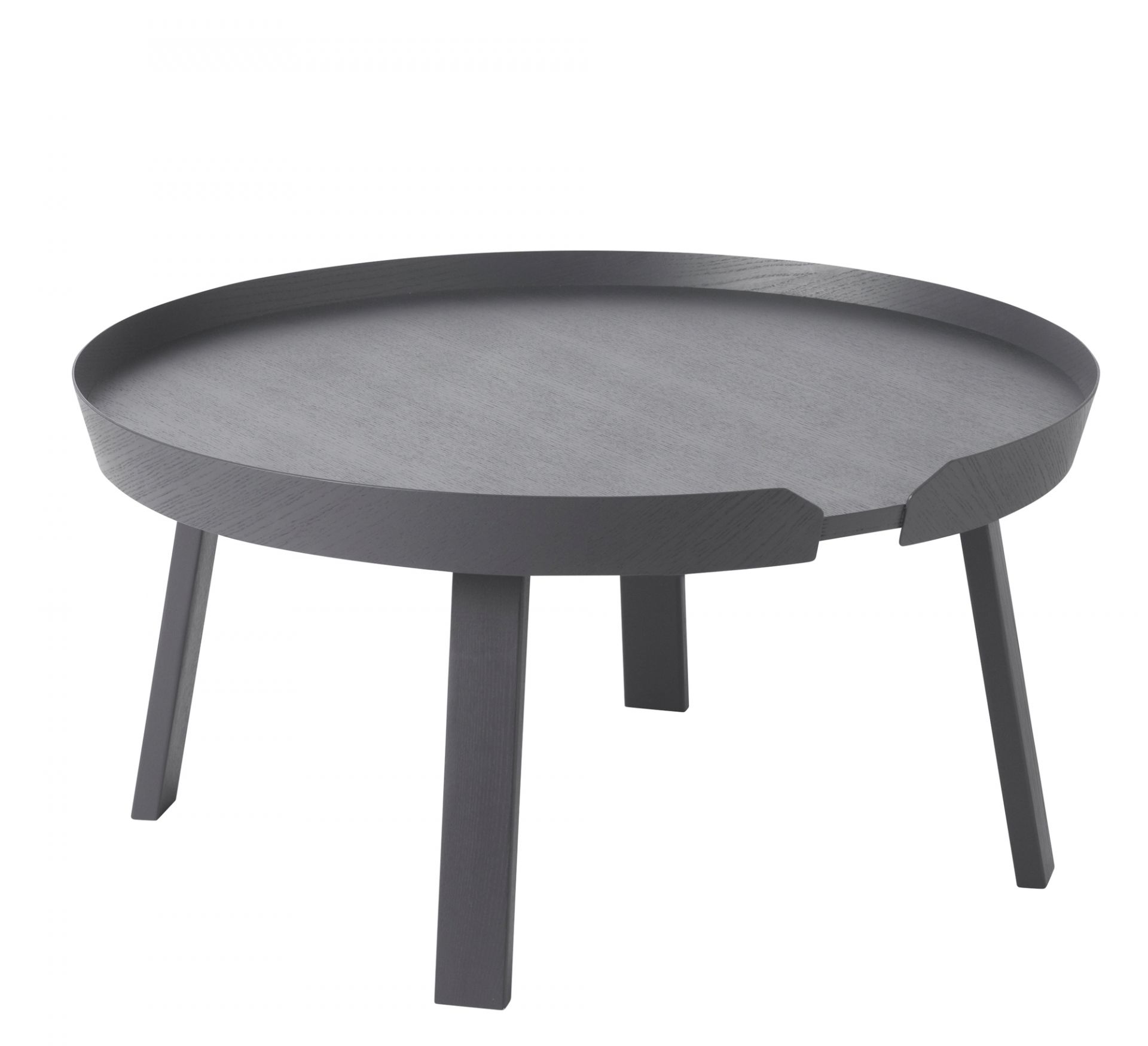 Grauer "Around" Couchtisch von Muuto aus Eiche, modernes Design mit drei Beinen.