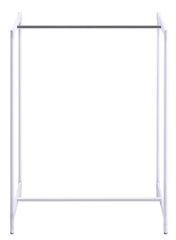 Meeting Kleiderbügelständer von Rexite, minimalistisch, weißes Gestell mit silberner Stange, ideal für Büro und Garderobe.