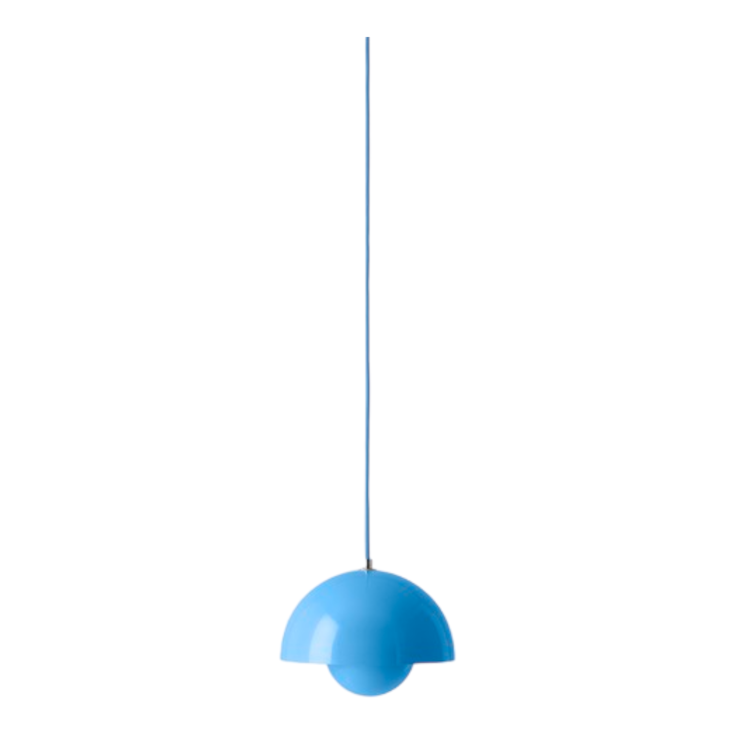 Blaue VP1 Flowerpot Pendelleuchte von AndTradition, moderne Hängelampe für Wohnzimmer und Esszimmer.