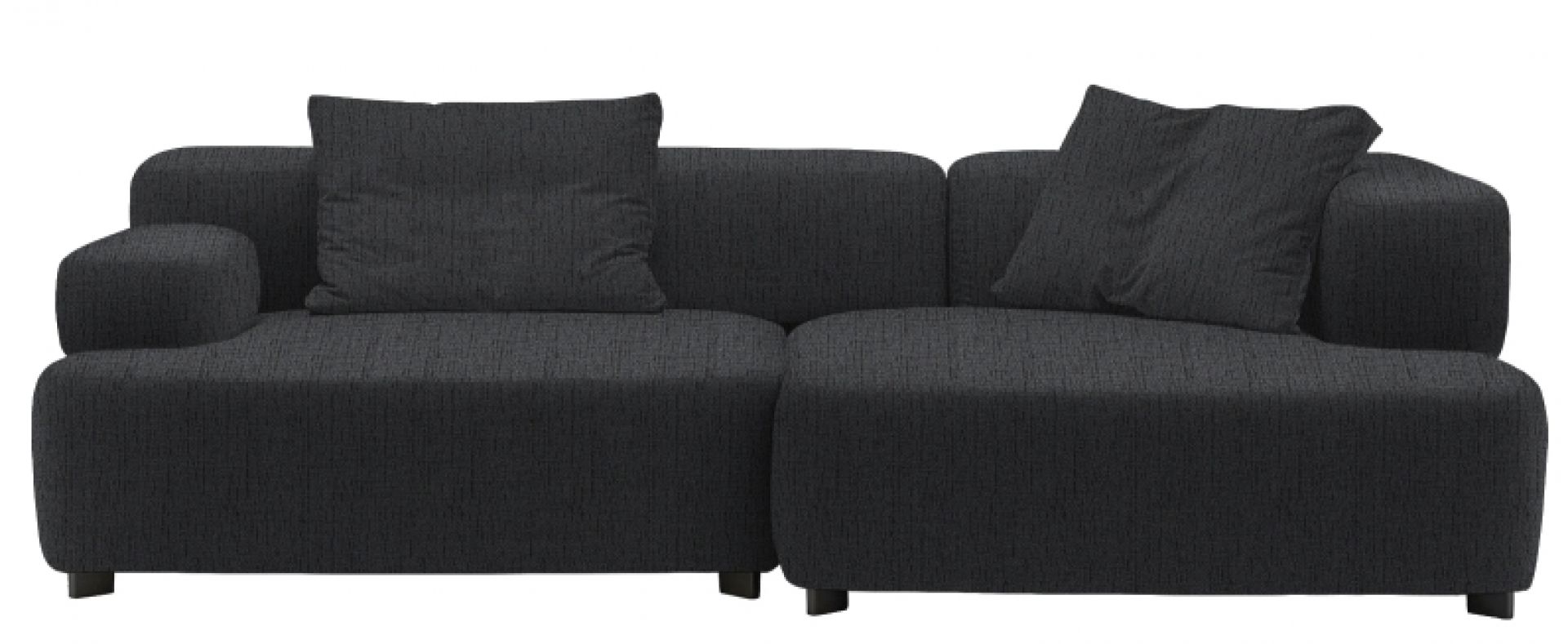 Dunkelgraues Alphabet Sofa von Fritz Hansen, 3-Sitzer mit Armlehne rechts und zwei Kissen.