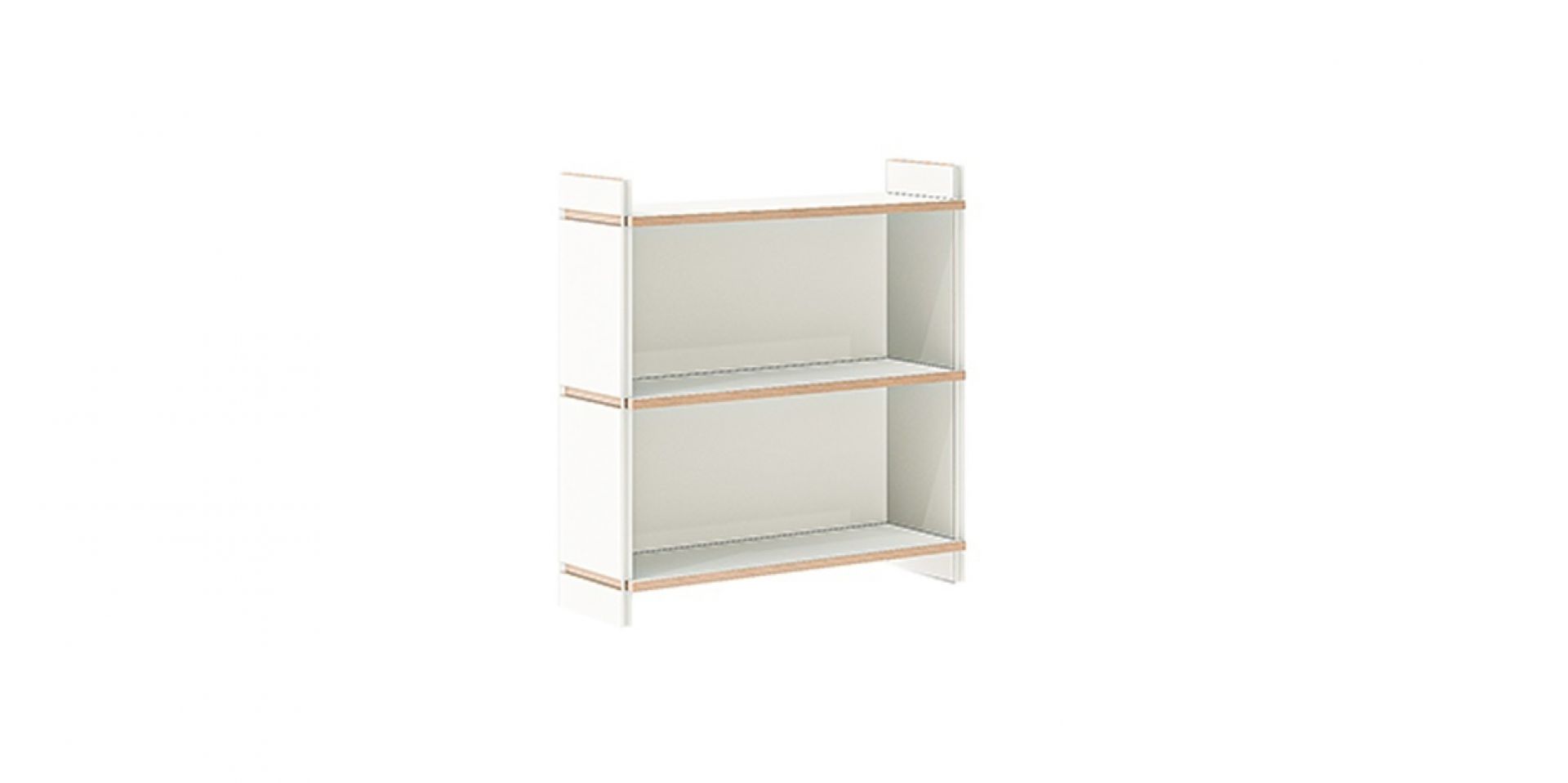 Tojo Regal Grundmodul mit zwei Fächern, weißes Holzregal für Wohnzimmer und Büro.