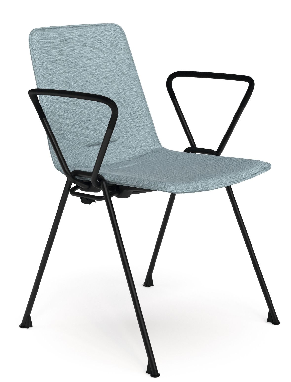 Walter Knoll Yunity Armchair mit hellblauem Stoffbezug und schwarzem Metallgestell, Bürostuhl und Designklassiker.