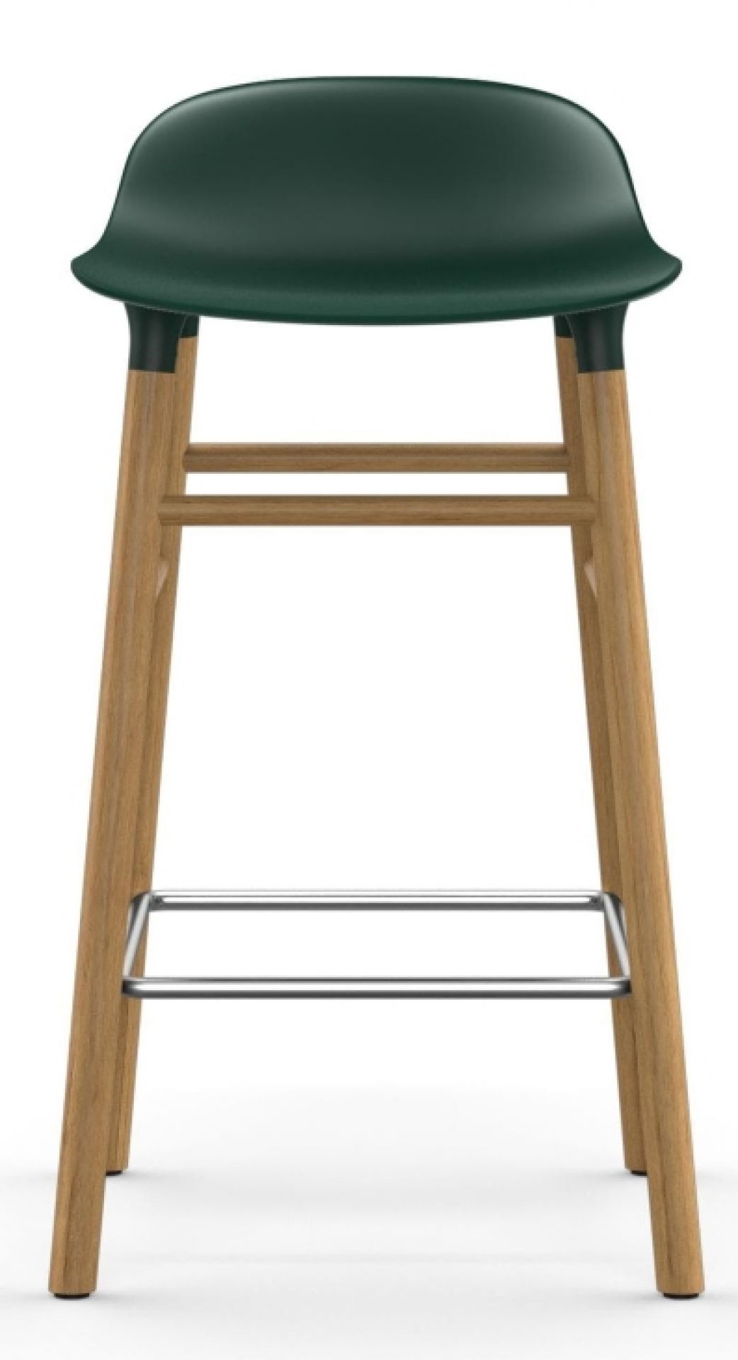 Normann Copenhagen Form Barhocker H 65 cm aus Holz mit grüner Sitzfläche und Fußstütze.