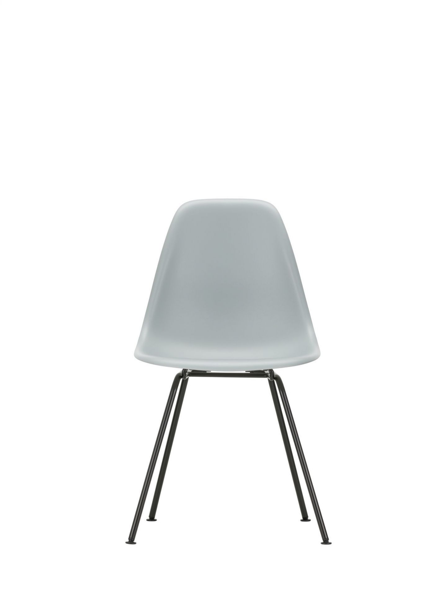 Eames Plastic Side Chair DSX in Granitgrau mit schwarzem Untergestell, moderner Designstuhl von Vitra.