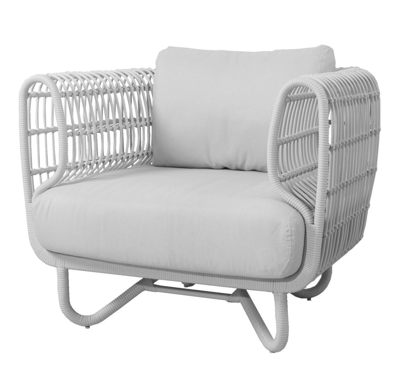 Nest Outdoor-loungestoel met kussens, Cane-Line-frame wit / kussens wit