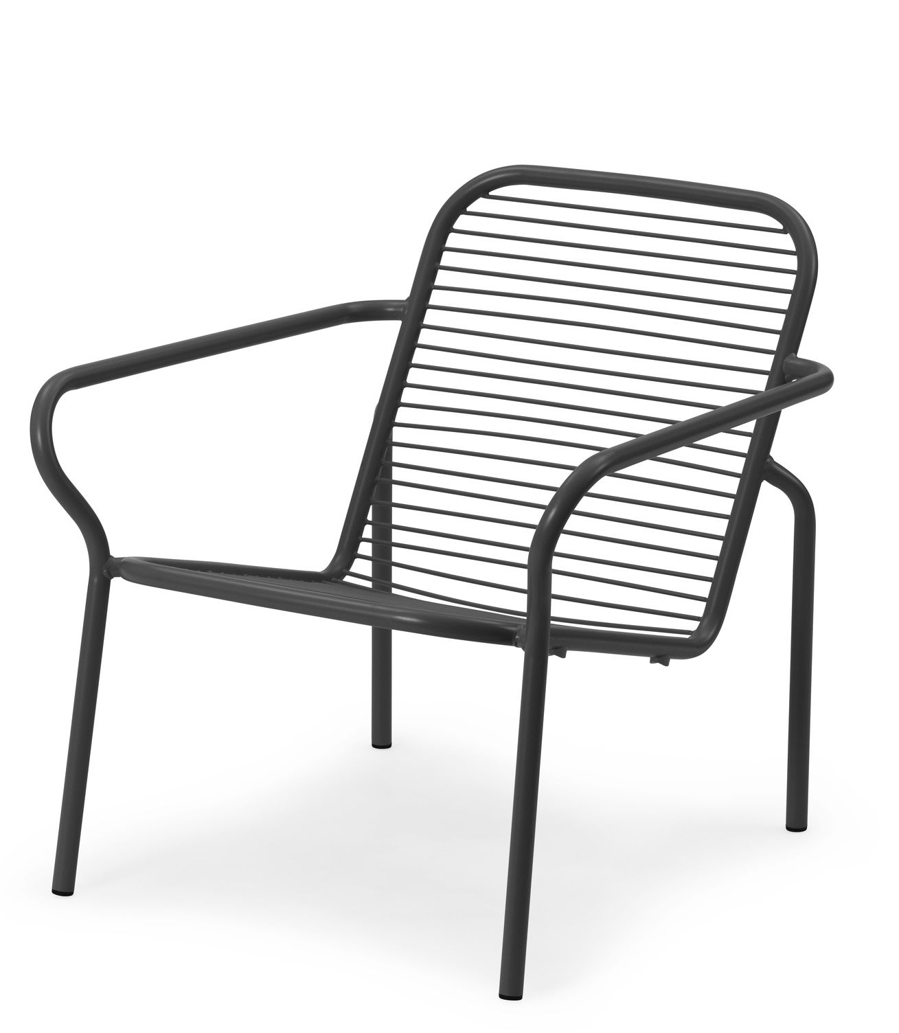 Vig Lounge Chair von Normann Copenhagen, grauer Outdoor Sessel mit Armlehnen und Stahlgestell.