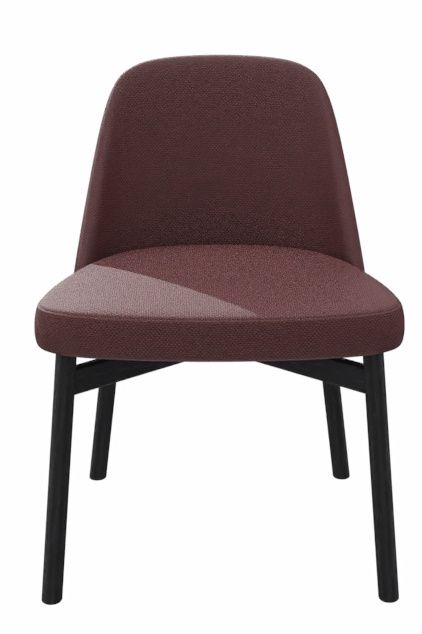 Knoll International Kollektion 016 Stuhl ohne Armlehnen, brauner Stoffbezug und schwarzes Holzgestell.
