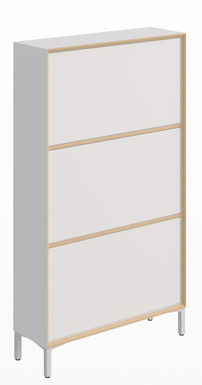 Vertiko Schuhschrank von Müller Möbelwerkstätten in Weiß mit drei Fächern und schlichtem, modernem Design.