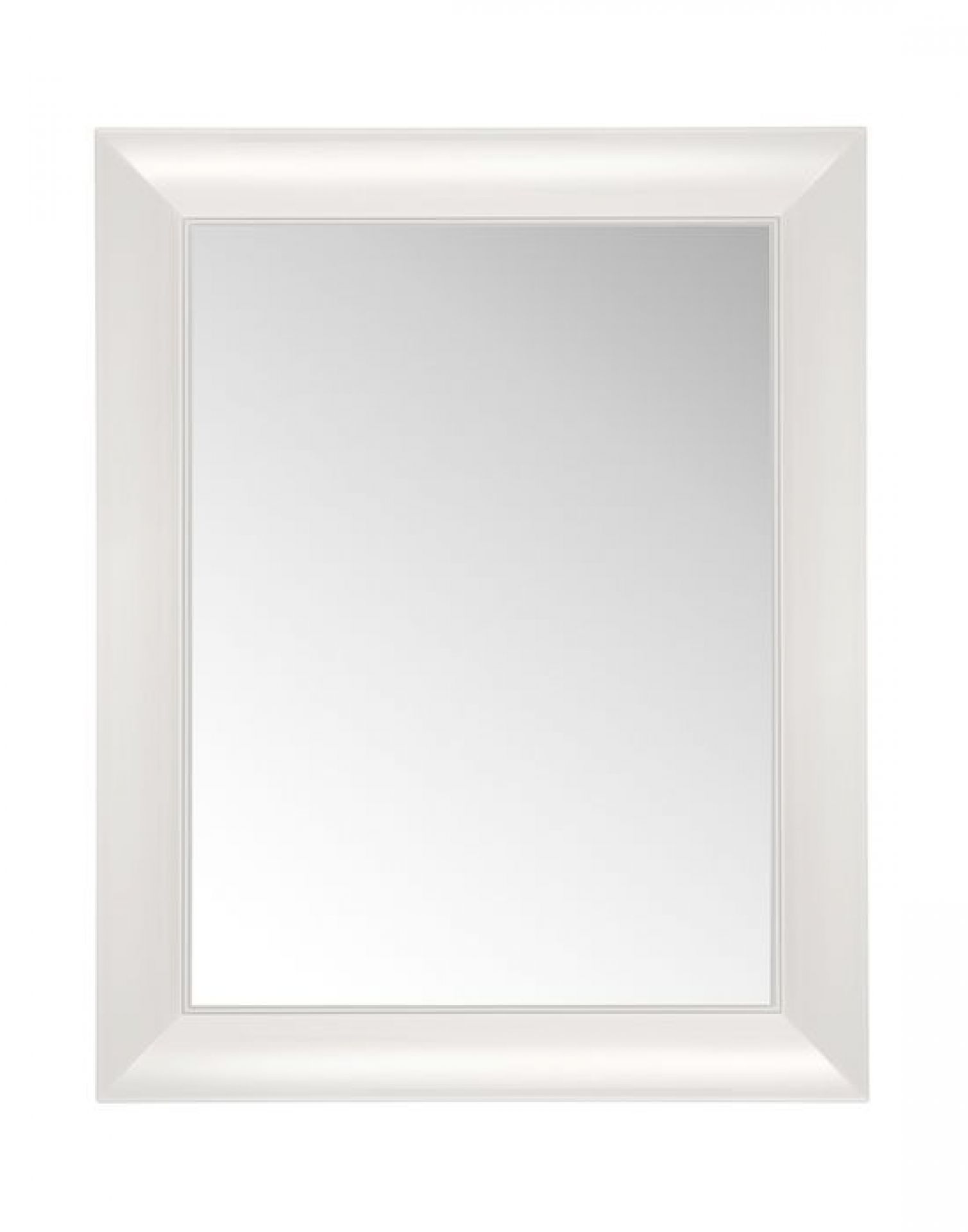Weißer, quadratischer Spiegel "Francois Ghost" von Kartell, groß, für Wandmontage und modernes Wohndesign.