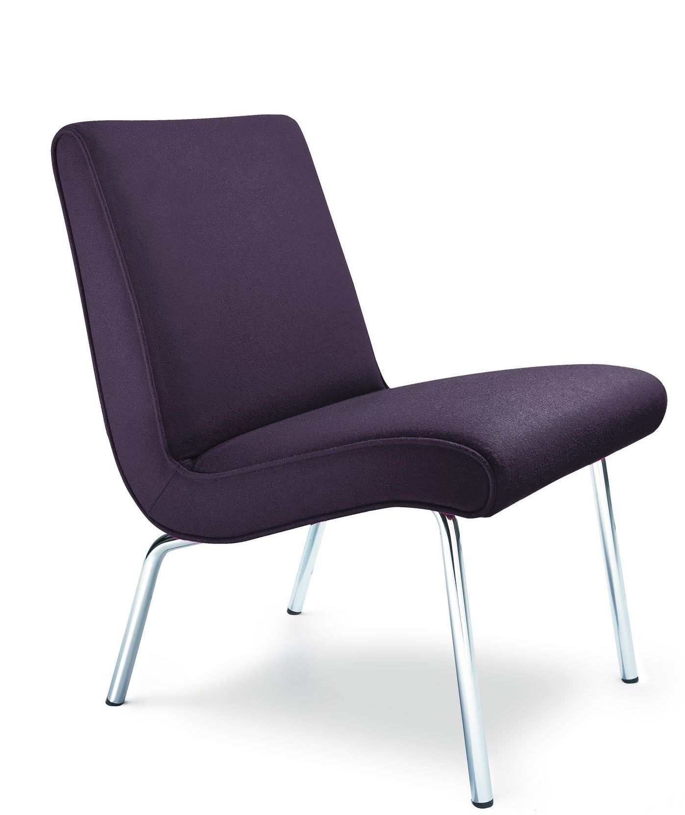 Walter Knoll Sessel 607 Vostra Armchair, lila Stoffbezug und verchromtes Metallgestell, modernes Design für Wohnzimmer.