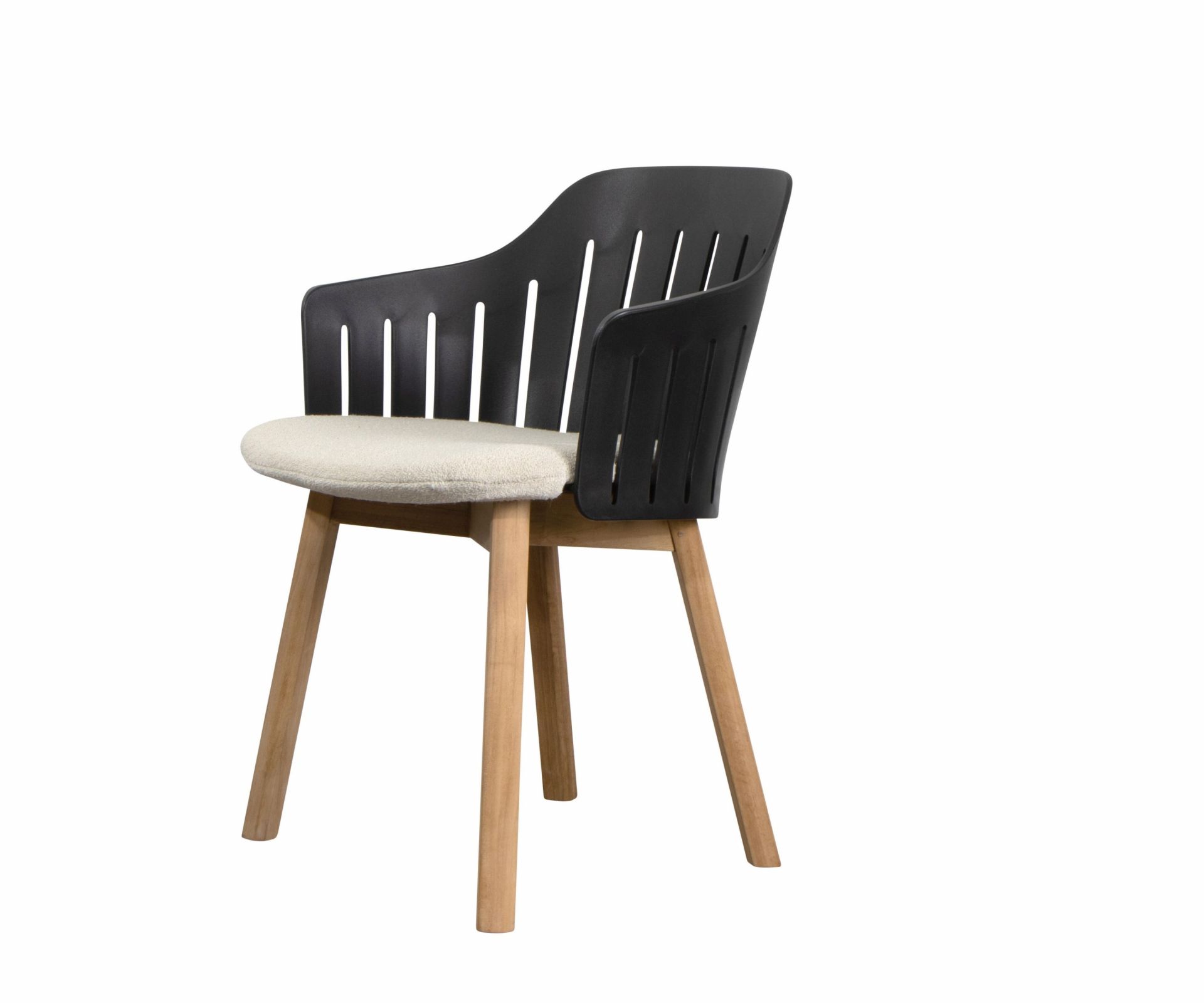 Choice Outdoor-stoel met teakhouten frame, 4 poten, zwart, Cane-Line