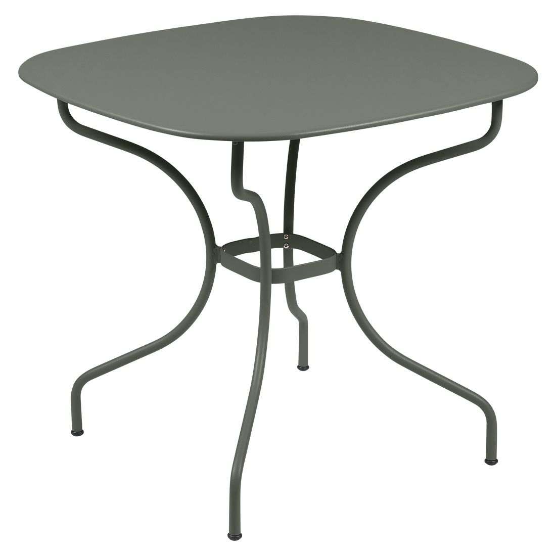 Opéra+ Carronde Tisch von Fermob, quadratisch, in Grün, ideal für den Outdoor-Bereich.