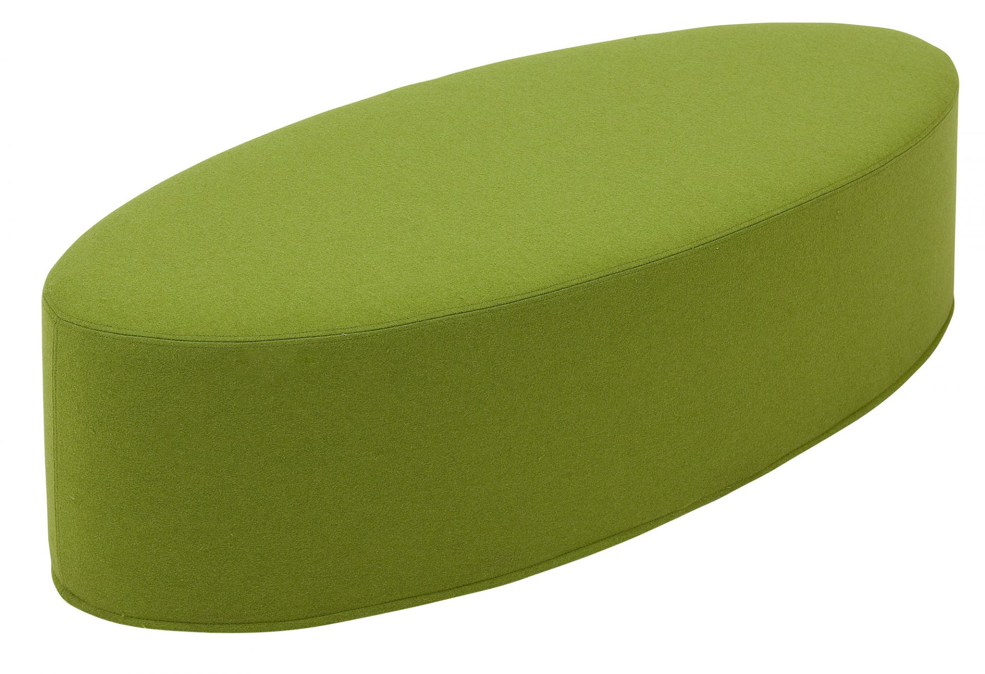 Grüner Bon Bon Hocker von Softline, ovaler Sitzhocker aus Stoff, modernes Möbeldesign.