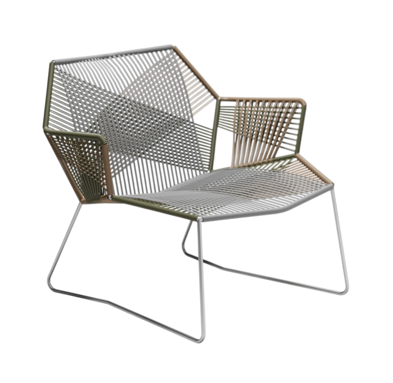 Tropicalia TR0 Sessel von Moroso: Moderner Indoor Sessel mit Armlehnen und farbigem, geflochtenem Design.