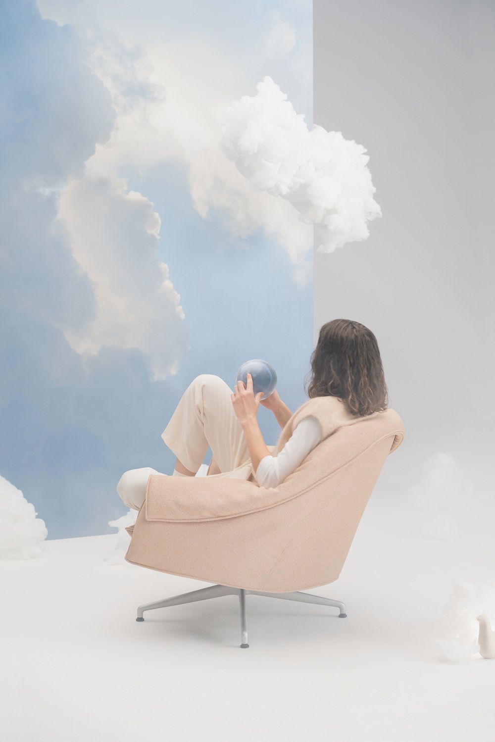 Bascule Lowback Fauteuil met voetenbankje Vitra