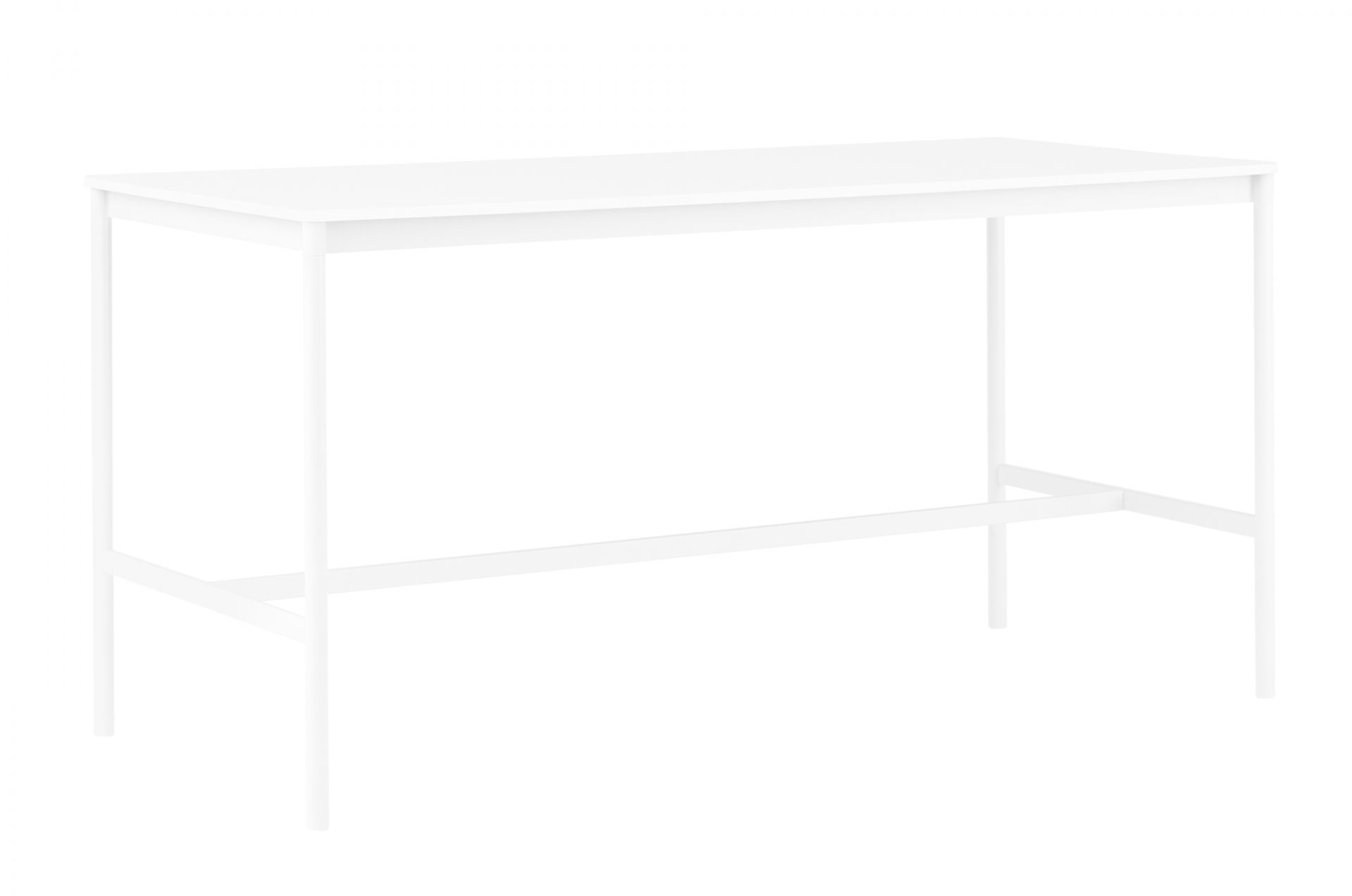Muuto Base High Table, ein moderner, weißer Stehtisch mit minimalistischem Design für Büro und Zuhause.