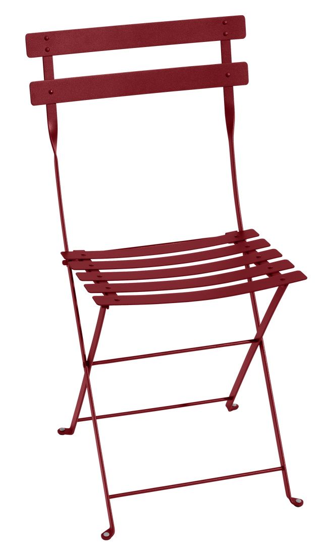 Roter Bistro Gartenstuhl aus Metall von Fermob in Chili, Outdoor Klappstuhl für Garten und Balkon.