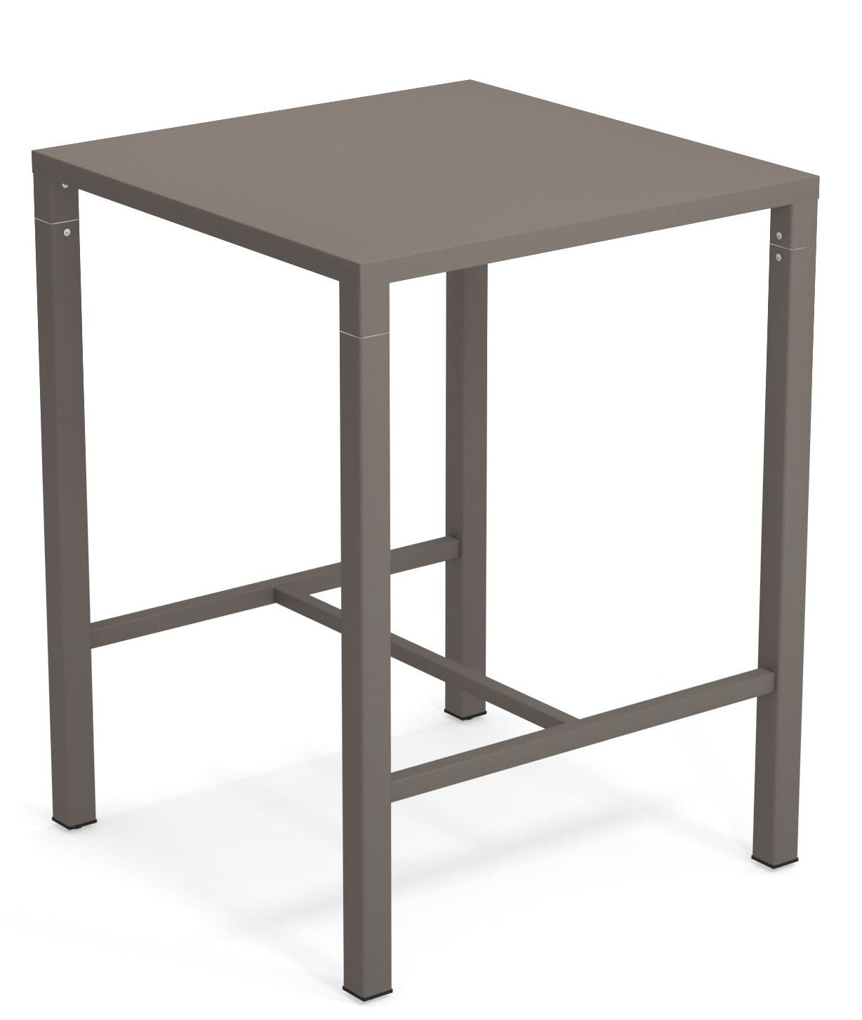 Quadratischer Nova Hochtisch Outdoor von Emu in Taupe, ideal für Garten, Terrasse und Balkon.