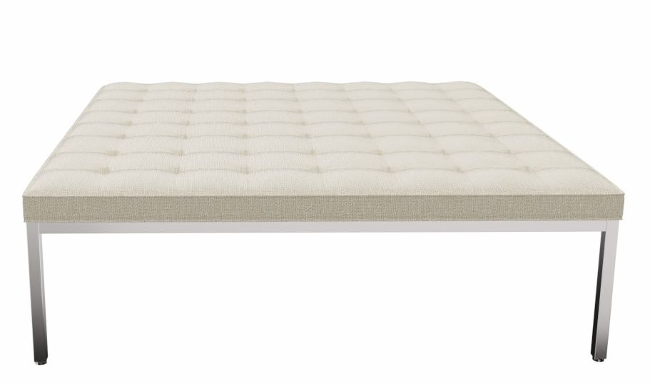 Relax Florence Bank Quadratisch von Knoll International mit beigem Stoffbezug und Chromgestell.
