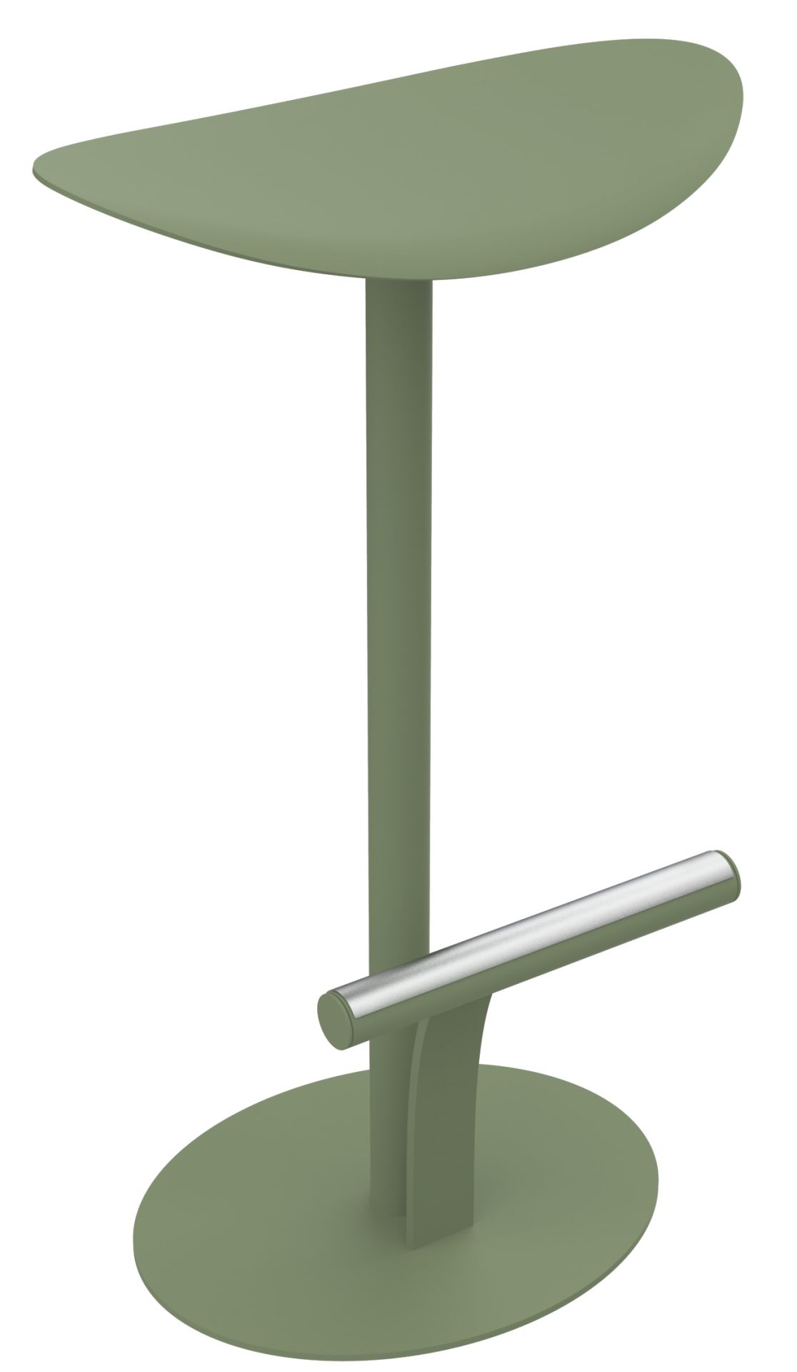 Bolder Hoher Hocker Outdoor von Fermob, grüner Barhocker mit Fußstütze für den Garten.