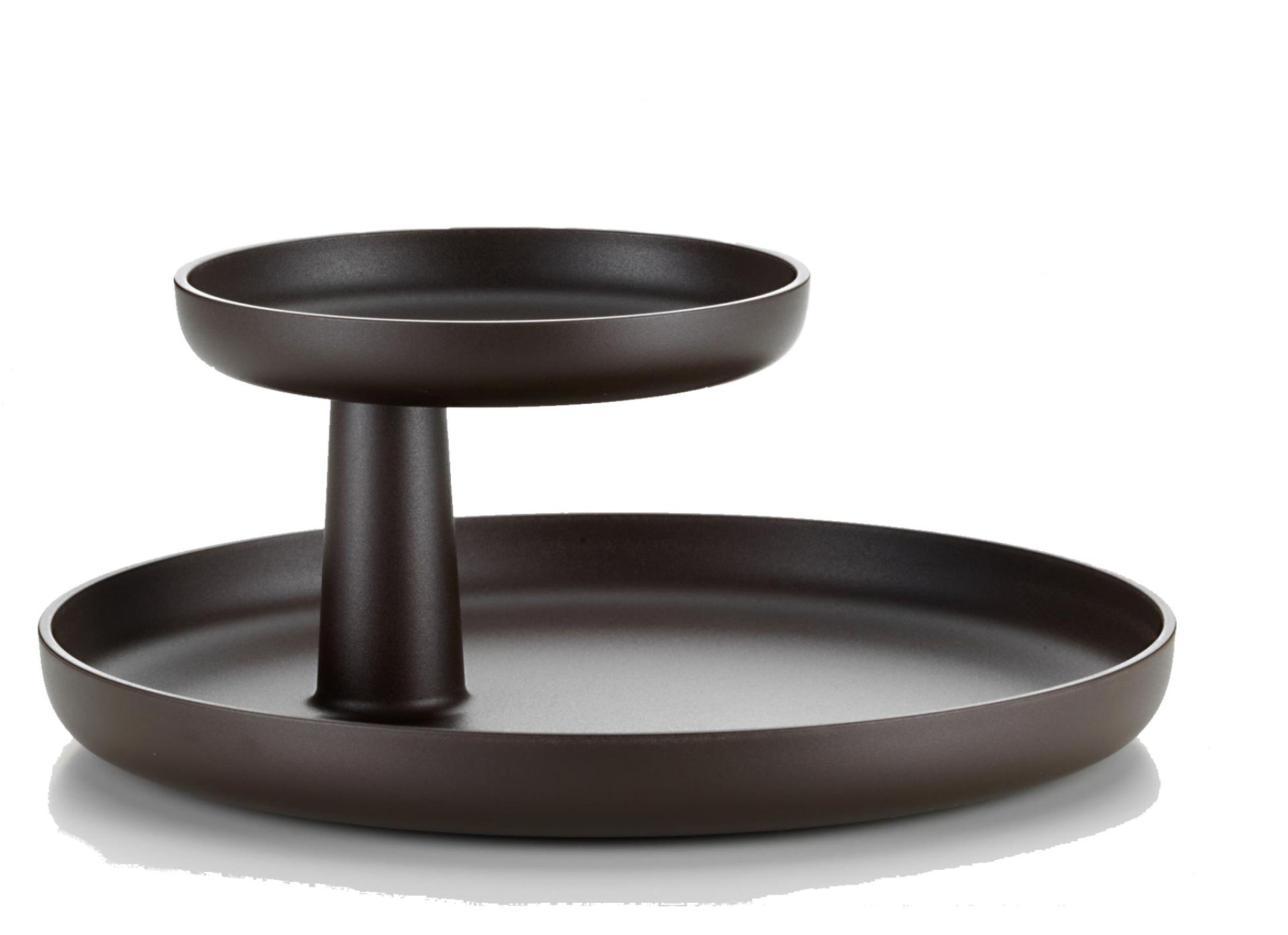 Braunes Vitra Rotary Tray Tablett mit zwei Ebenen, ideal als Serviertablett oder Organizer.